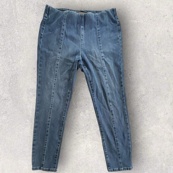 Soft Surroundings Pull On Jeans Blue Elastic Waist Womens Size Petite Medium - Picture 1 of 10
